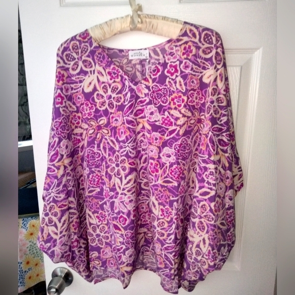 NWT Emily Wonder poncho v neck top beautiful colors S/M oversized - Picture 1 of 8